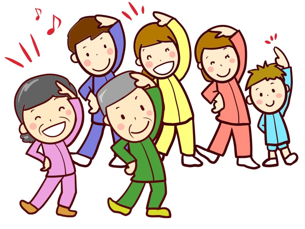 祖父祖母両親子どもたちが一緒にダンスをしている