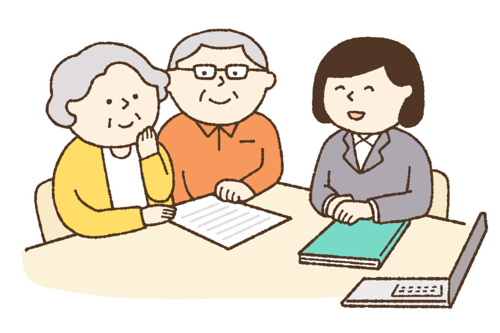 介護施設の職員と入居を検討する家族が相談している様子